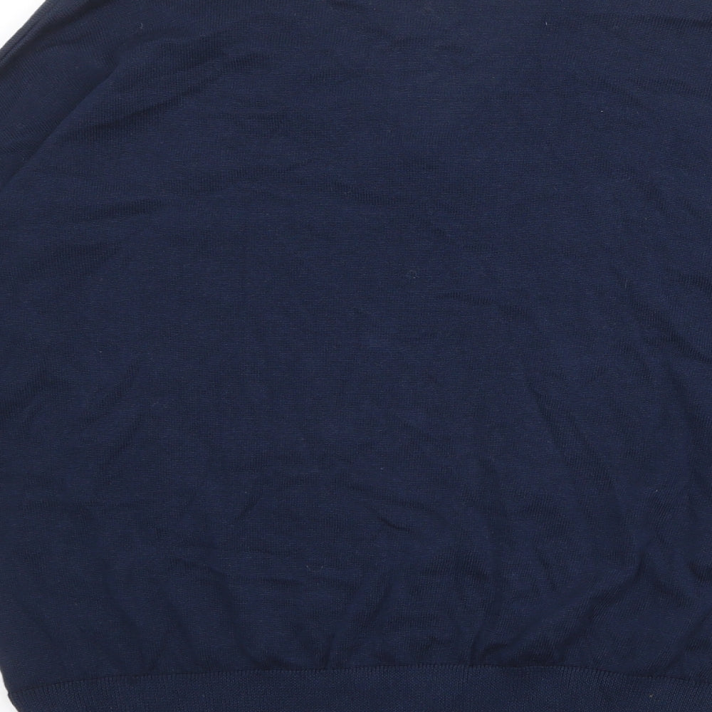 Marks and Spencer Womens Blue V-Neck Striped 100% Cotton Pullover Jumper Size M