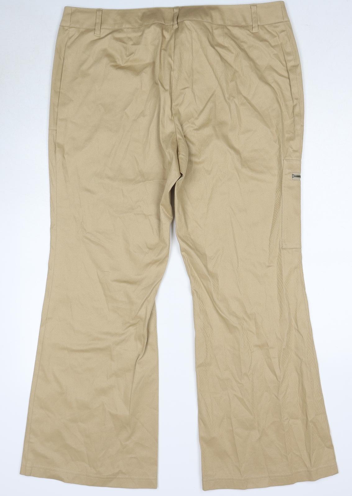 Marks and Spencer Womens Beige Cotton Cargo Trousers Size 20 Regular Zip