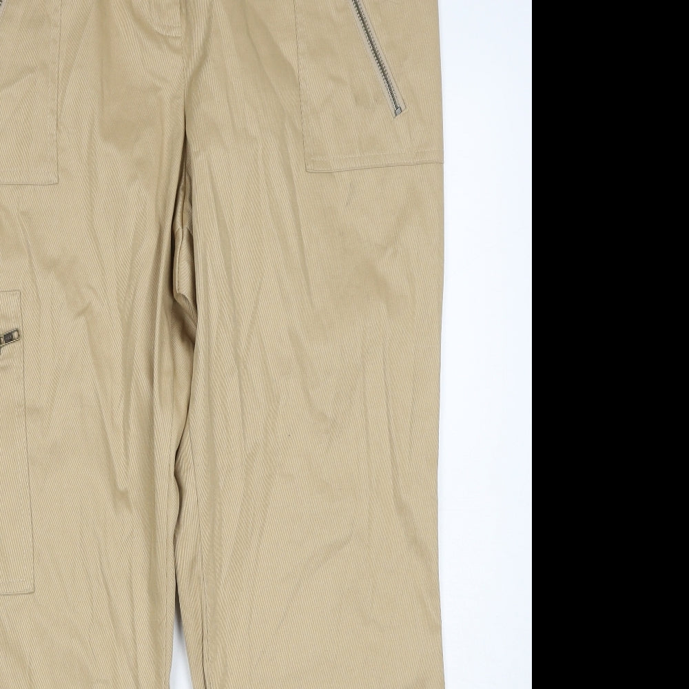 Marks and Spencer Womens Beige Cotton Cargo Trousers Size 20 Regular Zip