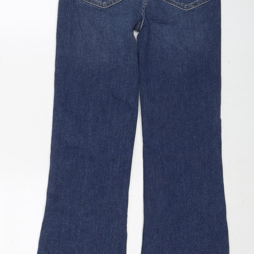 Marks and Spencer Womens Blue Cotton Flared Jeans Size 6 Regular Zip