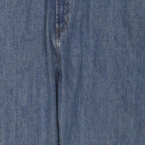 Marks and Spencer Womens Blue Cotton Straight Jeans Size 44 in L31 in Regular Zip