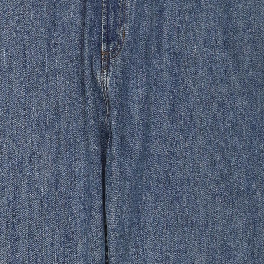 Marks and Spencer Womens Blue Cotton Straight Jeans Size 44 in L31 in Regular Zip