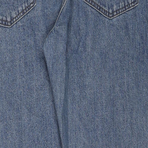 Marks and Spencer Womens Blue Cotton Straight Jeans Size 44 in L31 in Regular Zip