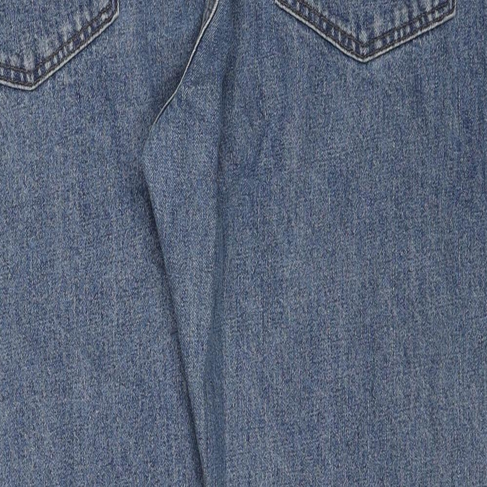 Marks and Spencer Womens Blue Cotton Straight Jeans Size 44 in L31 in Regular Zip
