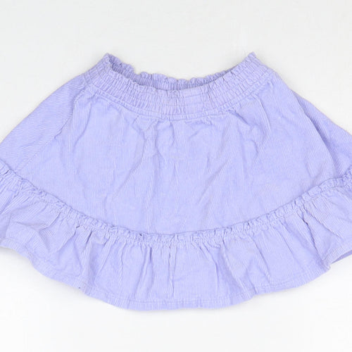 Marks and Spencer Girls Purple Cotton A-Line Skirt Size 2-3 Years Regular Pull On