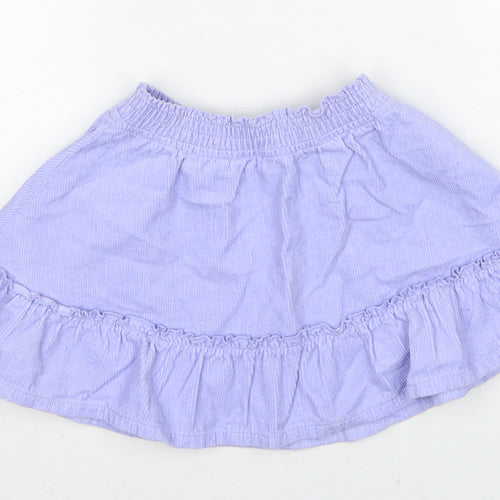 Marks and Spencer Girls Purple Cotton A-Line Skirt Size 2-3 Years Regular Pull On