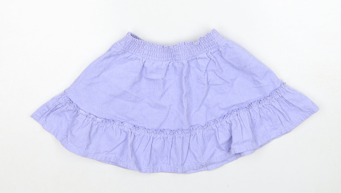 Marks and Spencer Girls Purple Cotton A-Line Skirt Size 2-3 Years Regular Pull On