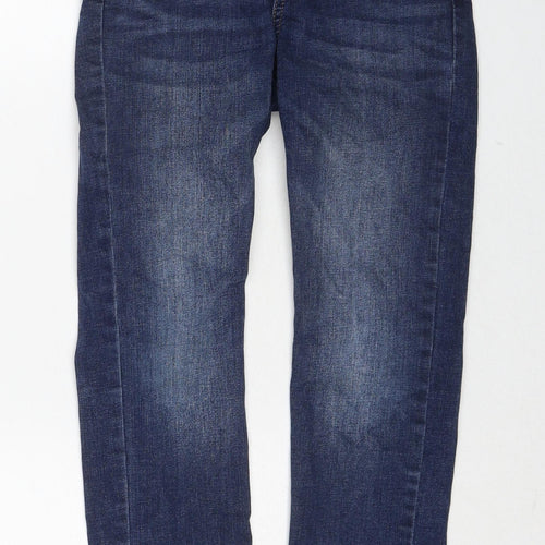 H&M Boys Blue Cotton Straight Jeans Size 8-9 Years Slim Zip