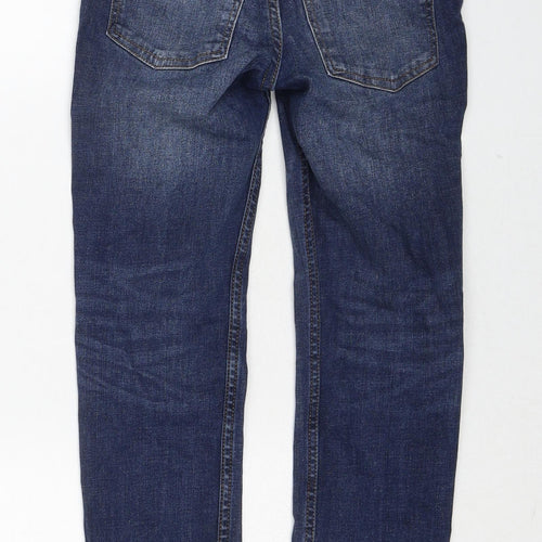 H&M Boys Blue Cotton Straight Jeans Size 8-9 Years Slim Zip