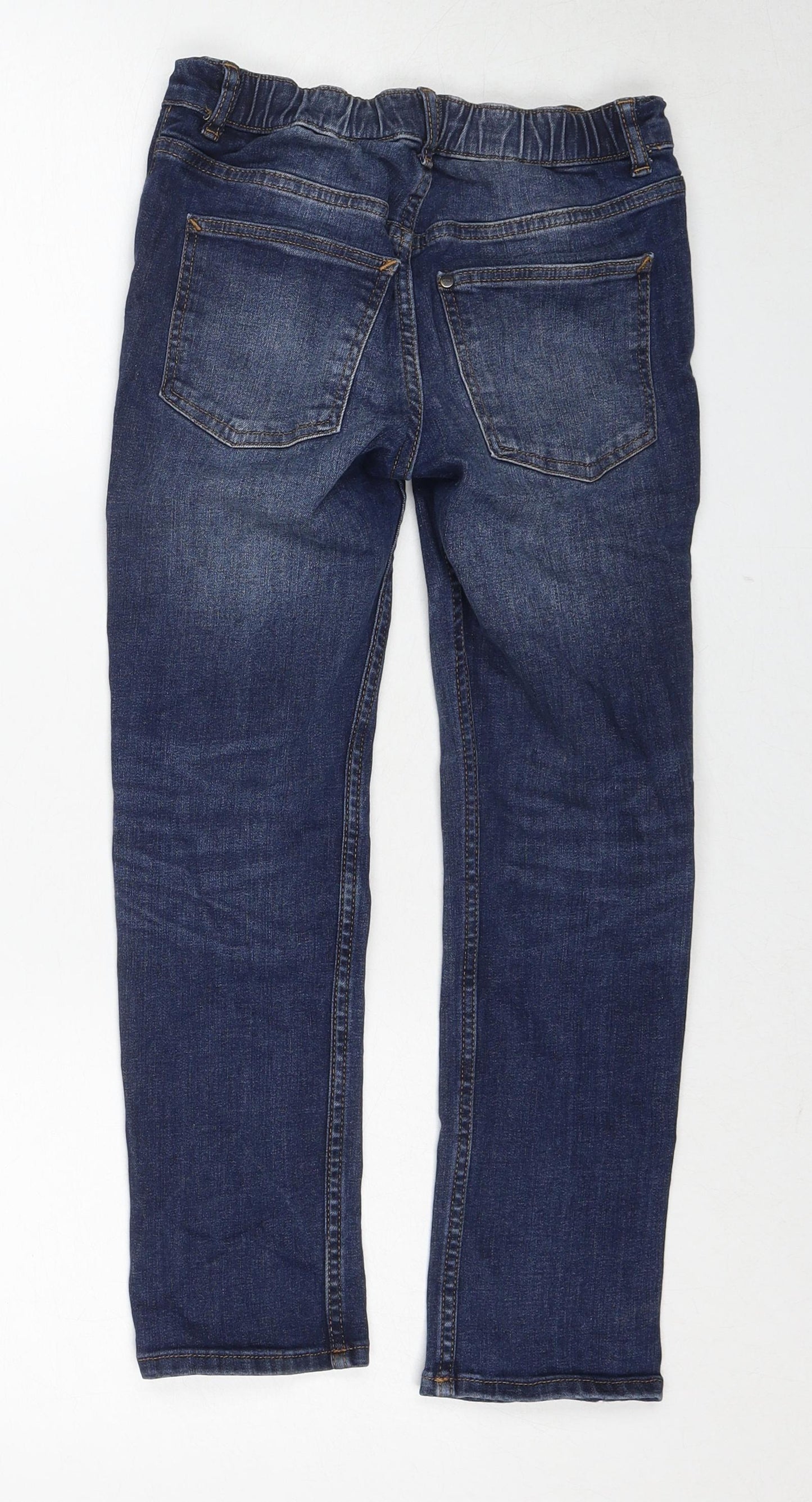 H&M Boys Blue Cotton Straight Jeans Size 8-9 Years Slim Zip