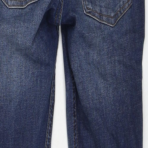 H&M Boys Blue Cotton Straight Jeans Size 8-9 Years Slim Zip