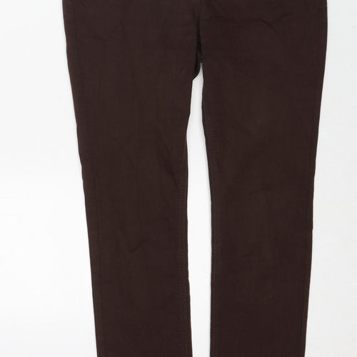 Wallis Womens Brown Cotton Skinny Jeans Size 12 Regular Zip