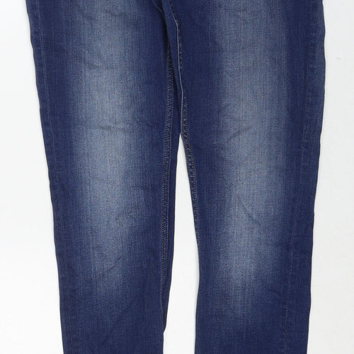Marks and Spencer Womens Blue Cotton Skinny Jeans Size 12 Regular Zip