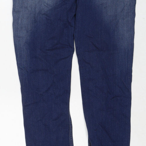 Marks and Spencer Womens Blue Cotton Skinny Jeans Size 12 Regular Zip