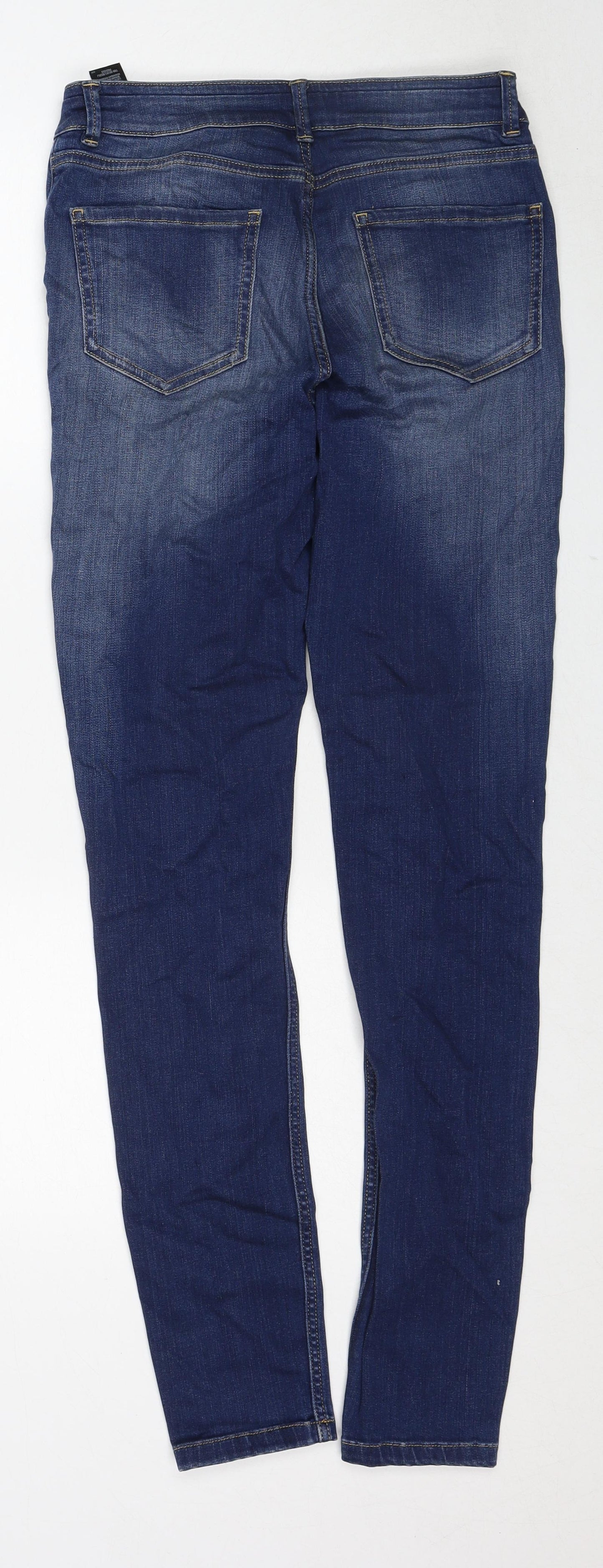 Marks and Spencer Womens Blue Cotton Skinny Jeans Size 12 Regular Zip