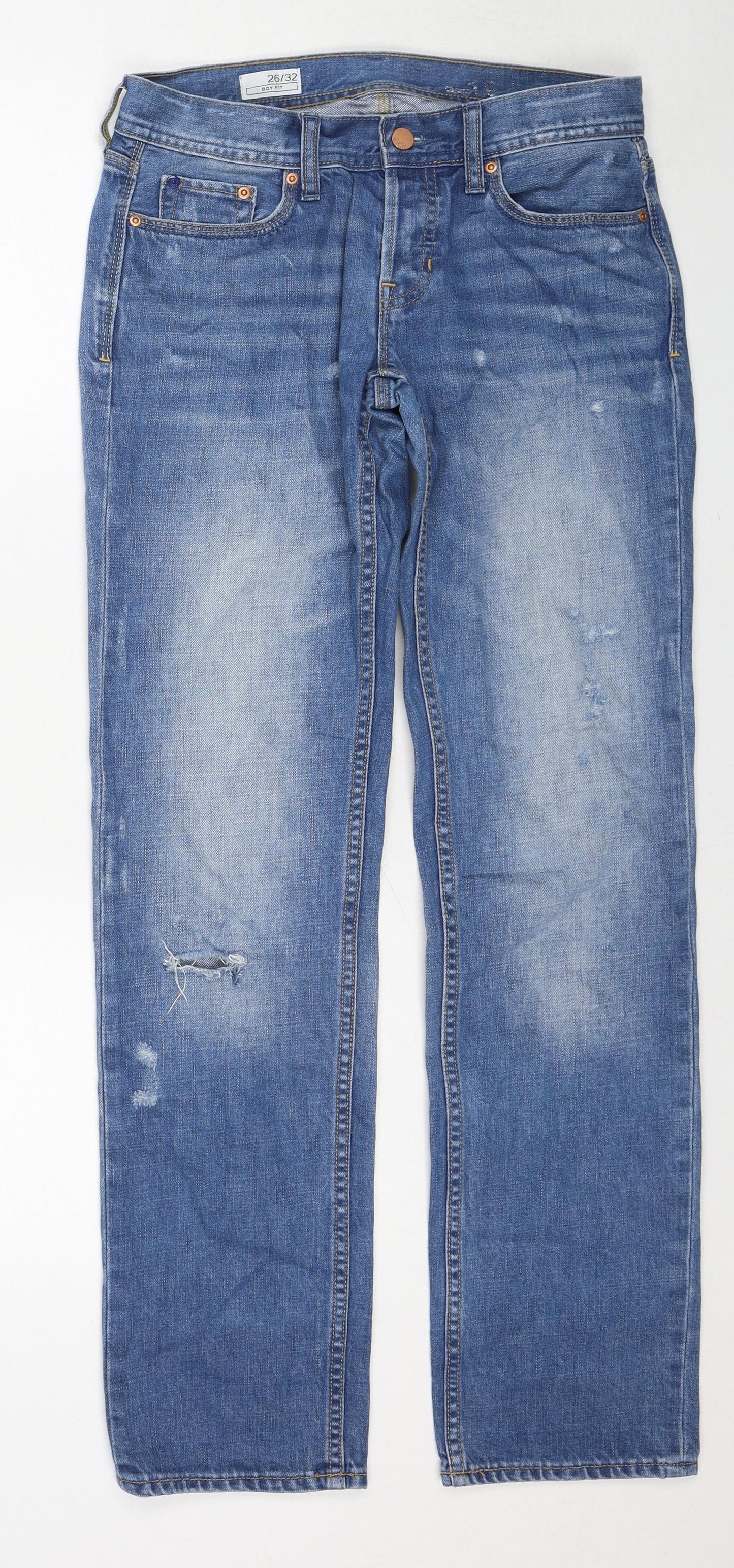 Gap Womens Blue Cotton Boyfriend Jeans Size 26 L32 in Regular Zip
