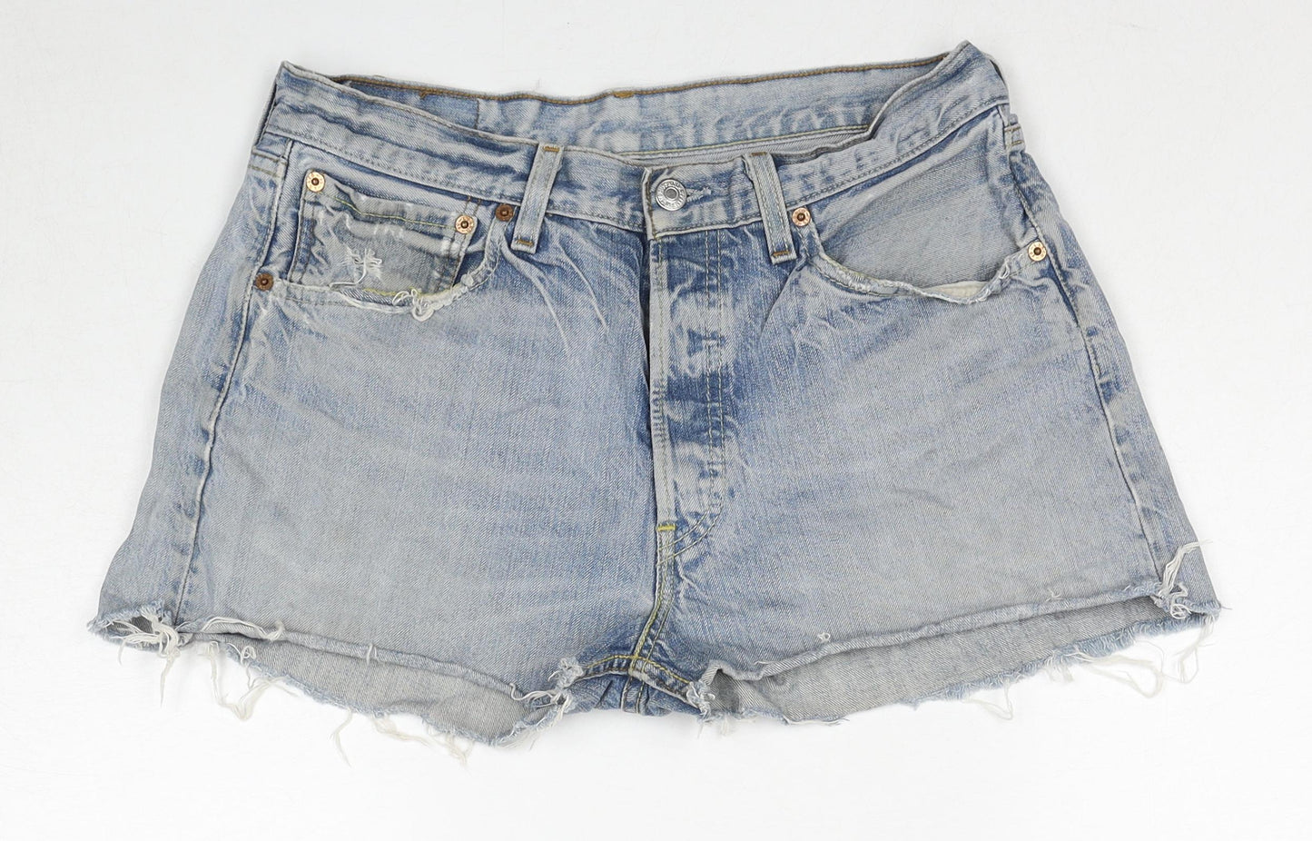 Levi's Womens Blue Cotton Cut-Off Shorts Size 32 in Regular Zip