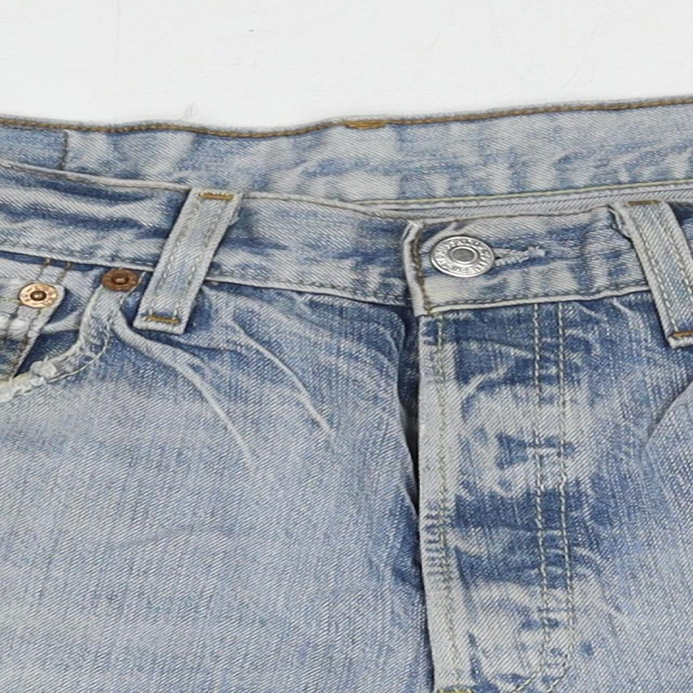 Levi's Womens Blue Cotton Cut-Off Shorts Size 32 in Regular Zip