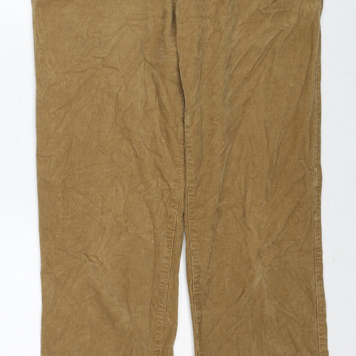 Marks and Spencer Mens Beige Cotton Trousers Size 34 in L31 in Regular Zip