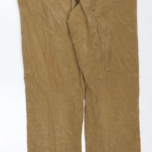 Marks and Spencer Mens Beige Cotton Trousers Size 34 in L31 in Regular Zip
