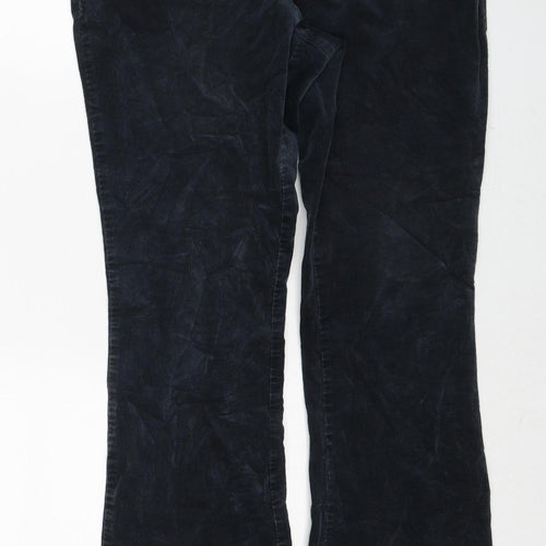 Marks and Spencer Womens Blue Cotton Trousers Size 14 Regular Zip
