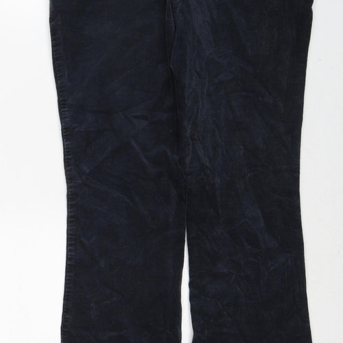 Marks and Spencer Womens Blue Cotton Trousers Size 14 Regular Zip