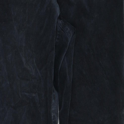 Marks and Spencer Womens Blue Cotton Trousers Size 14 Regular Zip