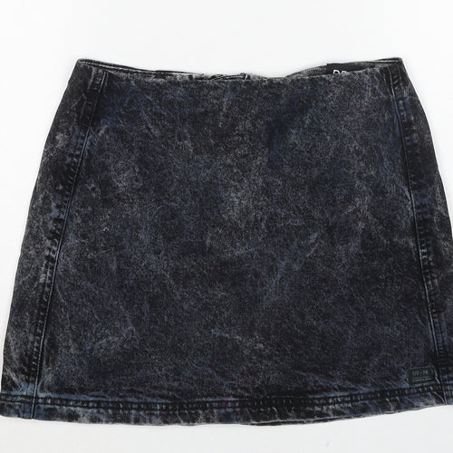 BOG Womens Black Cotton A-Line Skirt Size S Zip