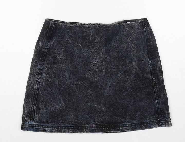 BOG Womens Black Cotton A-Line Skirt Size S Zip