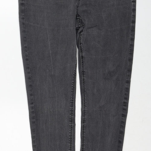 Marks and Spencer Womens Grey Cotton Skinny Jeans Size 14 Regular Zip