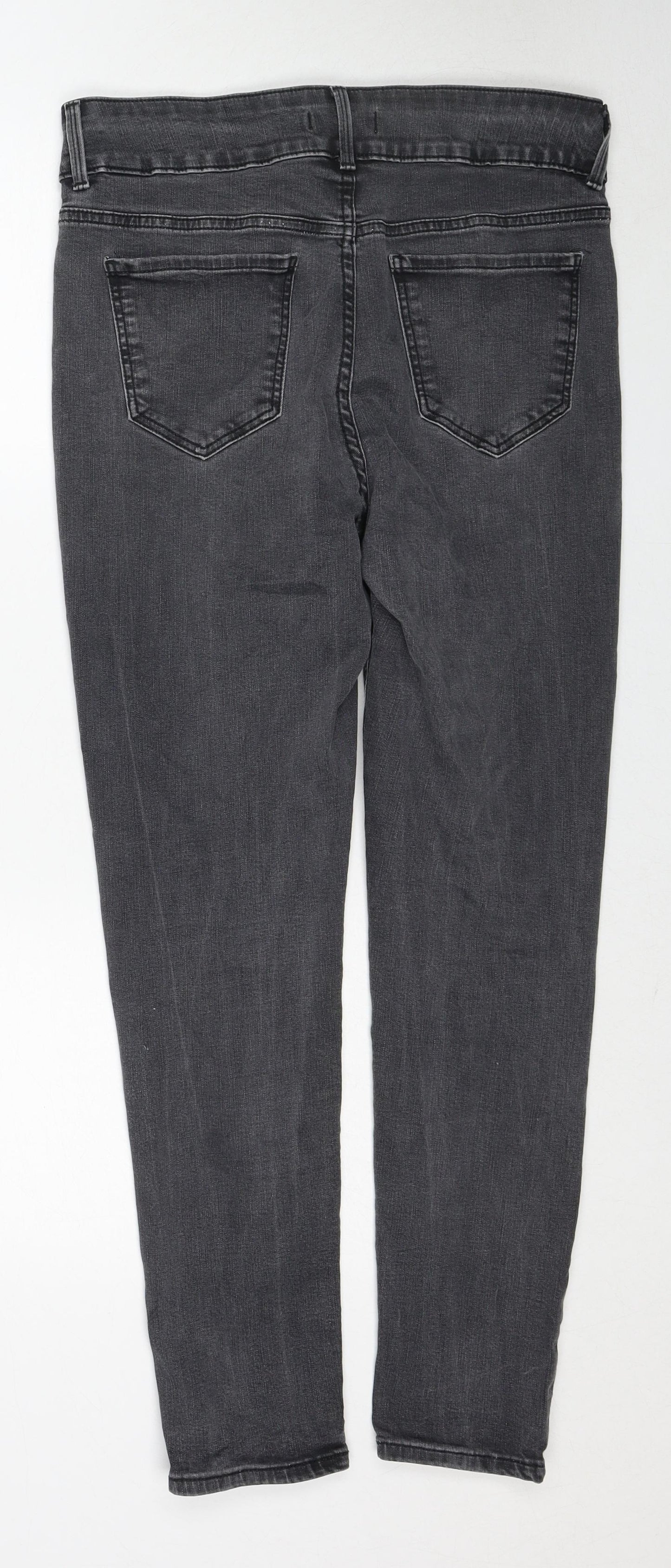Marks and Spencer Womens Grey Cotton Skinny Jeans Size 14 Regular Zip