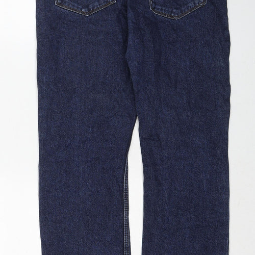 Marks and Spencer Mens Blue Cotton Straight Jeans Size 32 in L29 in Regular Zip