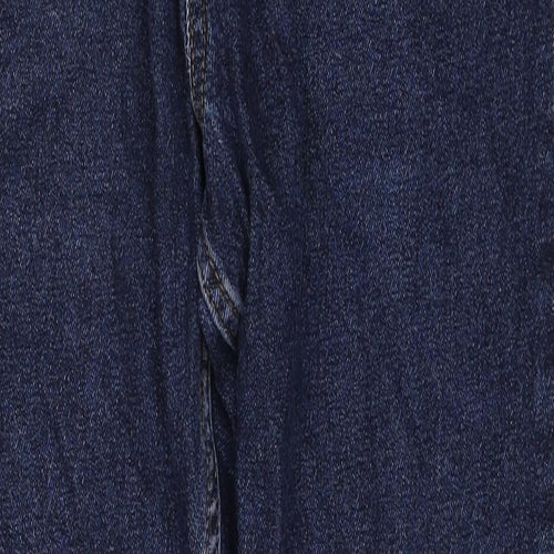 Marks and Spencer Mens Blue Cotton Straight Jeans Size 32 in L29 in Regular Zip