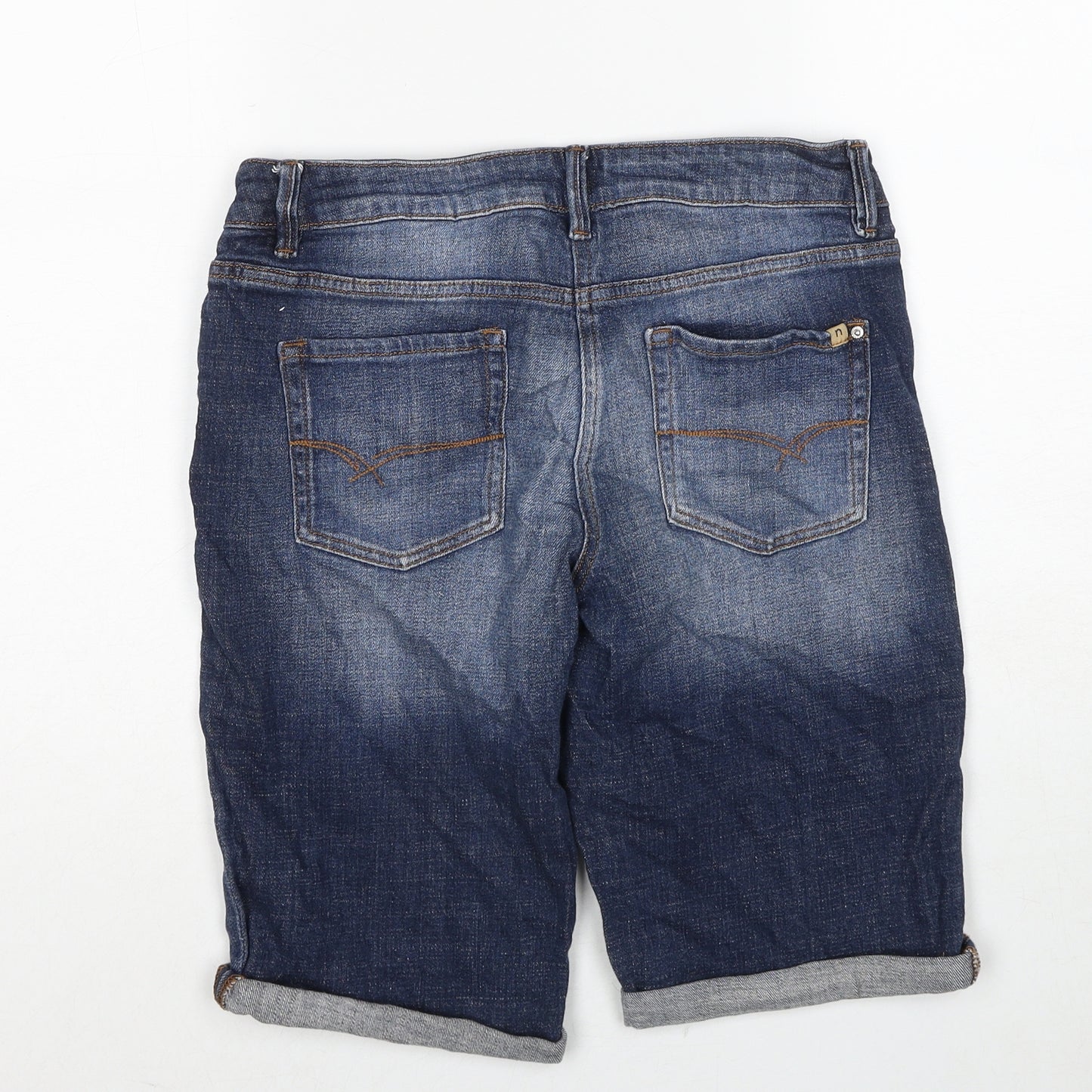 NEXT Womens Blue Cotton Chino Shorts Size 10 Regular Zip