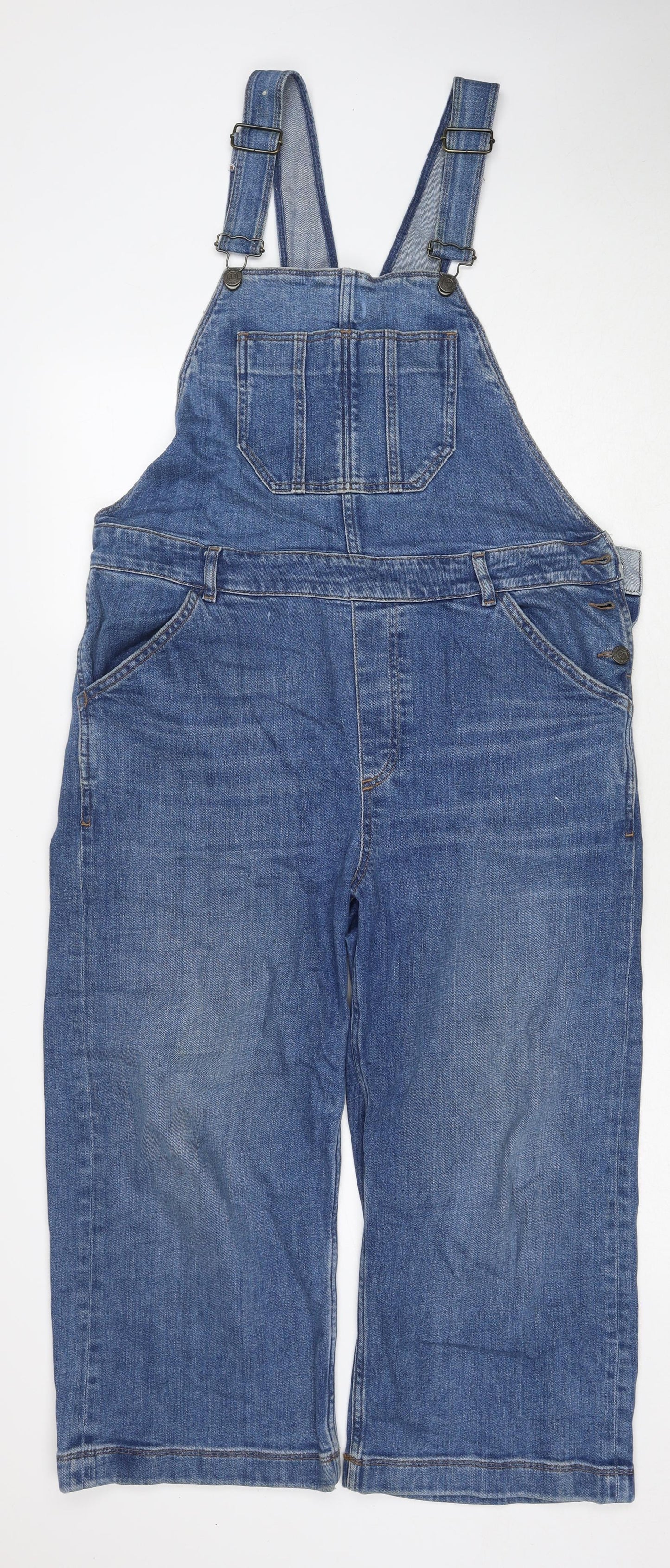 Fat Face Womens Blue Cotton Dungaree One-Piece Size 14 Zip