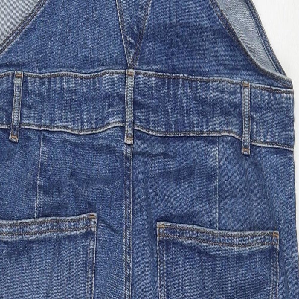 Fat Face Womens Blue Cotton Dungaree One-Piece Size 14 Zip