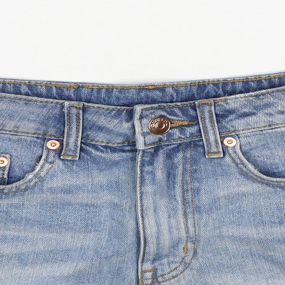 Divided by H&M Womens Blue Cotton Cut-Off Shorts Size 6 Regular Zip