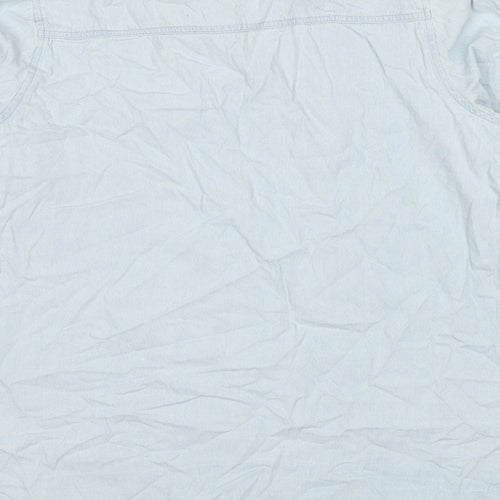Boohoo Womens Blue Cotton Basic Button-Up Size 12 Collared