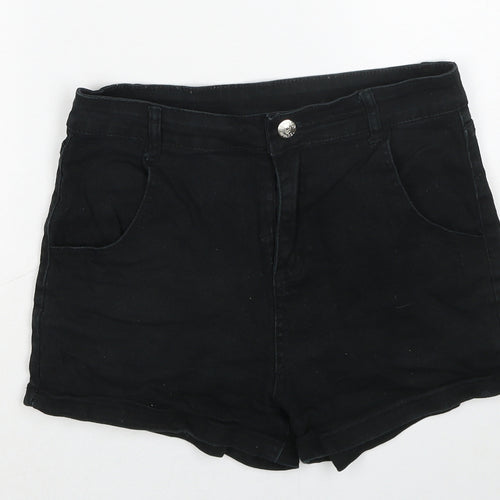 BANNED Womens Black Cotton Boyfriend Shorts Size M Regular Zip