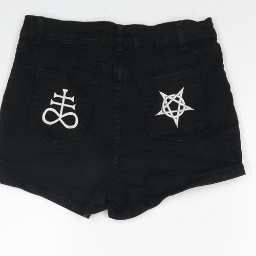 BANNED Womens Black Cotton Boyfriend Shorts Size M Regular Zip