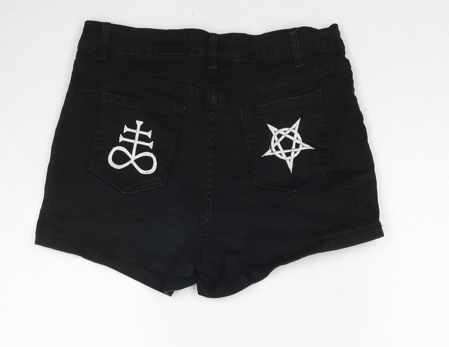 BANNED Womens Black Cotton Boyfriend Shorts Size M Regular Zip