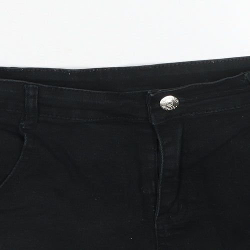 BANNED Womens Black Cotton Boyfriend Shorts Size M Regular Zip