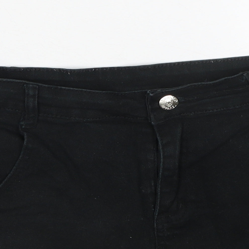 BANNED Womens Black Cotton Boyfriend Shorts Size M Regular Zip