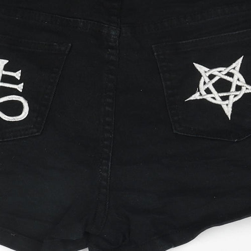 BANNED Womens Black Cotton Boyfriend Shorts Size M Regular Zip