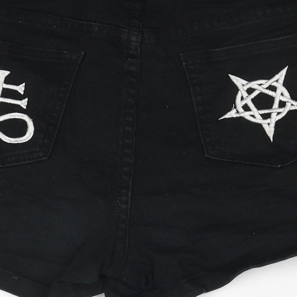 BANNED Womens Black Cotton Boyfriend Shorts Size M Regular Zip