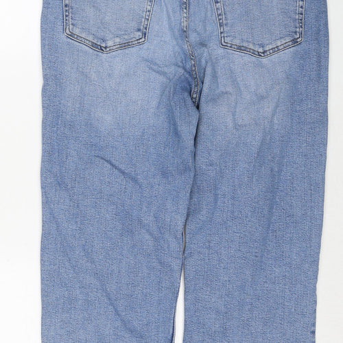 Marks and Spencer Womens Blue Cotton Straight Jeans Size 14 Regular Zip