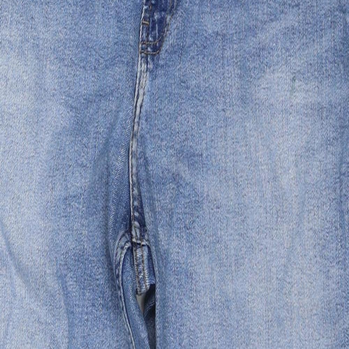 Marks and Spencer Womens Blue Cotton Straight Jeans Size 14 Regular Zip