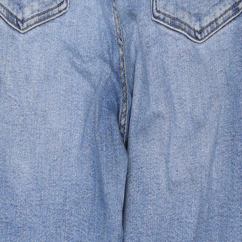 Marks and Spencer Womens Blue Cotton Straight Jeans Size 14 Regular Zip