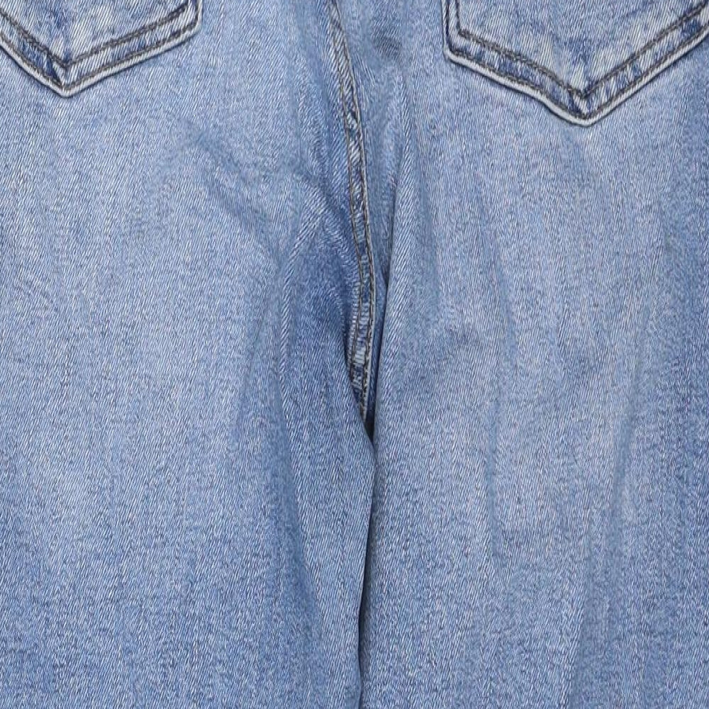 Marks and Spencer Womens Blue Cotton Straight Jeans Size 14 Regular Zip