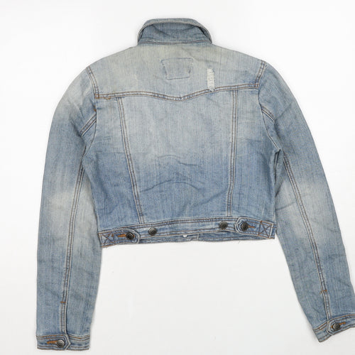 Hot Kiss Womens Blue Jacket Size S Button - Lace Details